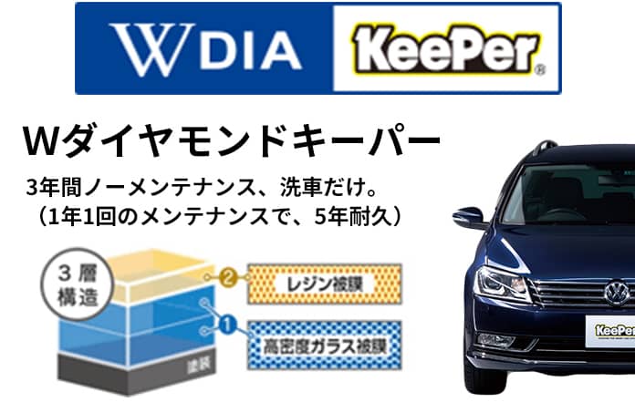 Ｗダイヤモンドキーパー 3年間ノーメンテナンス、洗車だけ。（1年1回のメンテナンスで、5年耐久）